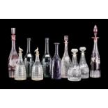 A group of 19th century glass decanters,