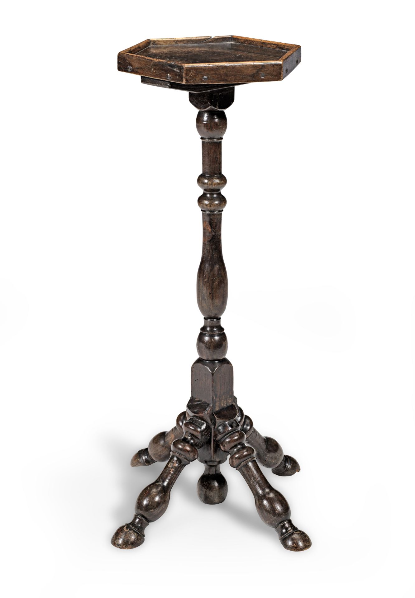 A William and Mary oak and ash turner's candlestand, circa 1700 and later