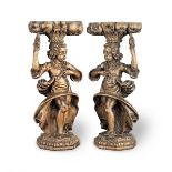 A pair of carved limewood figural supports (2)