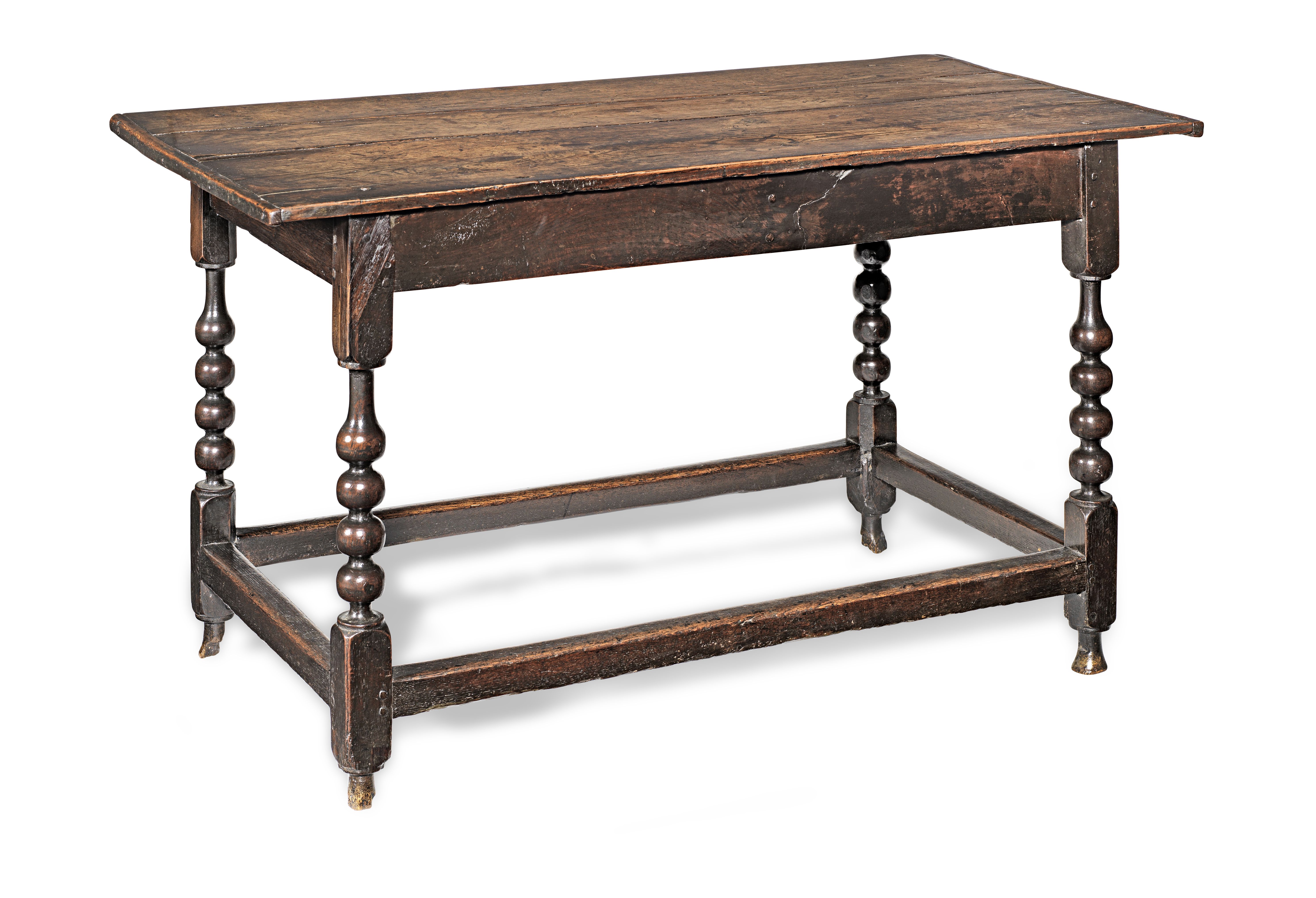 A Charles II joined oak centre table, circa 1680 and later