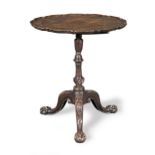 A George III carved mahogany tripod occasional table, circa 1760 and later