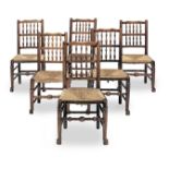 A set of six 19th century ash and alder spindle-back dining chairs (6)