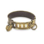 A George III brass and leather dog collar, circa 1800