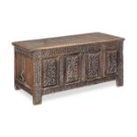 An early 17th century joined oak coffer, Franco-Flemish