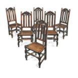 A very near-set of six late 17th century joined oak high-back chairs, English, circa 1685 (6)