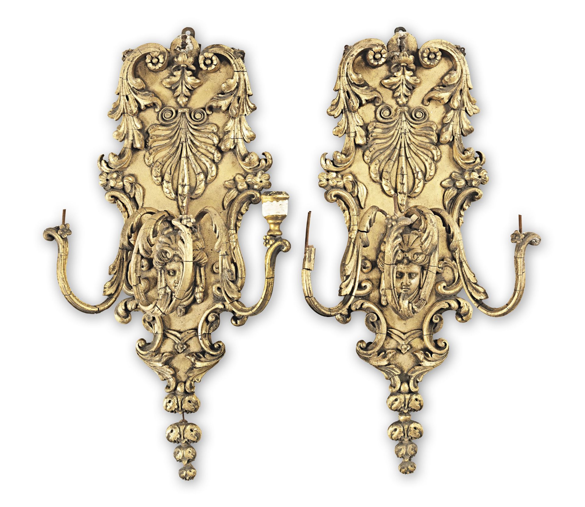 A pair of 19th century gilt-gesso composition girandoles (2)