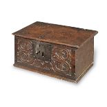 A small Charles I oak boarded box, West Country, circa 1640