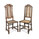 Two similar joined oak, walnut and cane side chairs, Anglo-Dutch, circa 1700