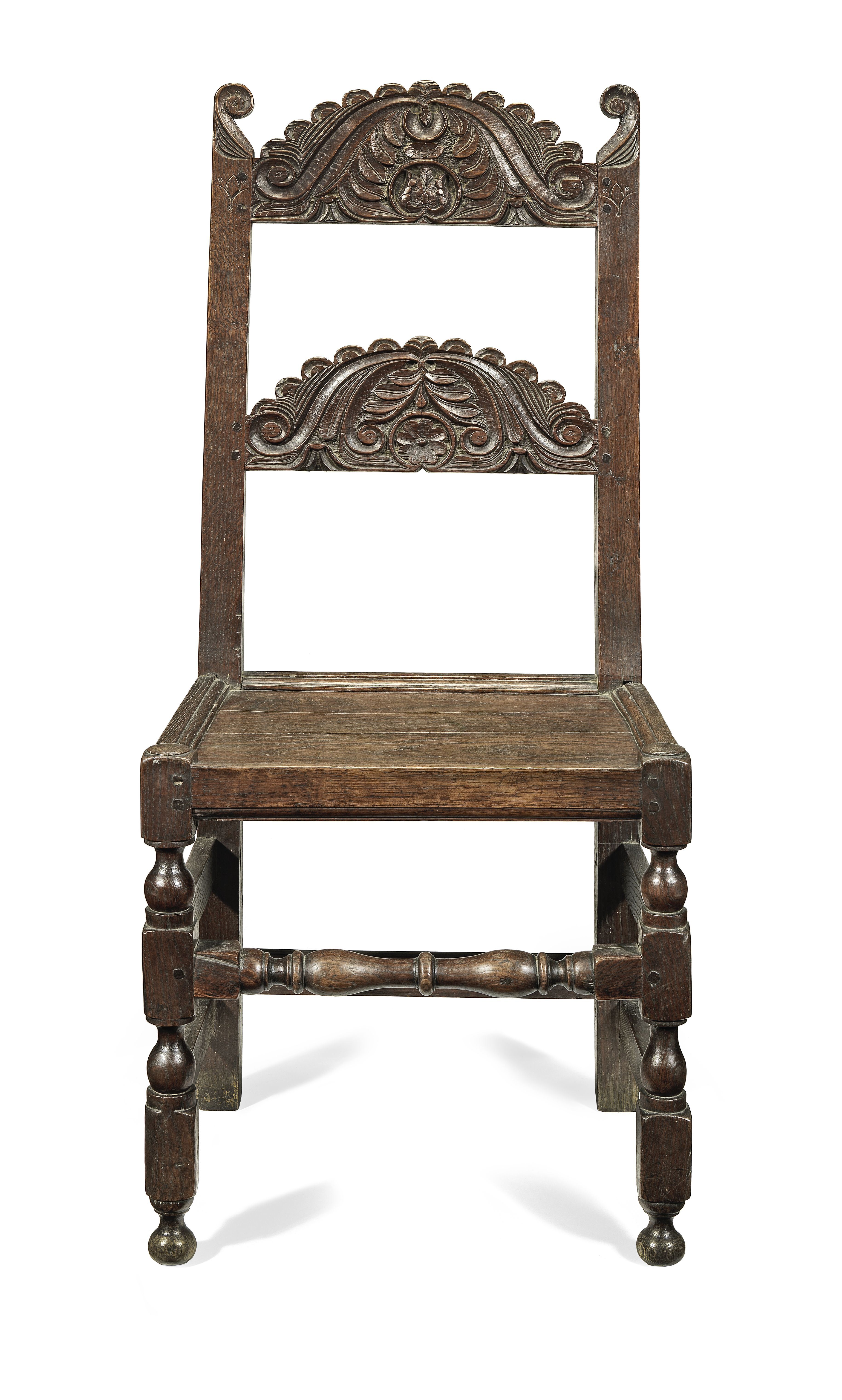 A William & Mary joined oak backstool, Yorkshire, circa 1690