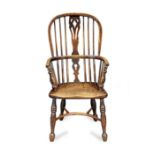 A Victorian ash and elm high-back Windsor armchair, Lincolnshire, circa 1850
