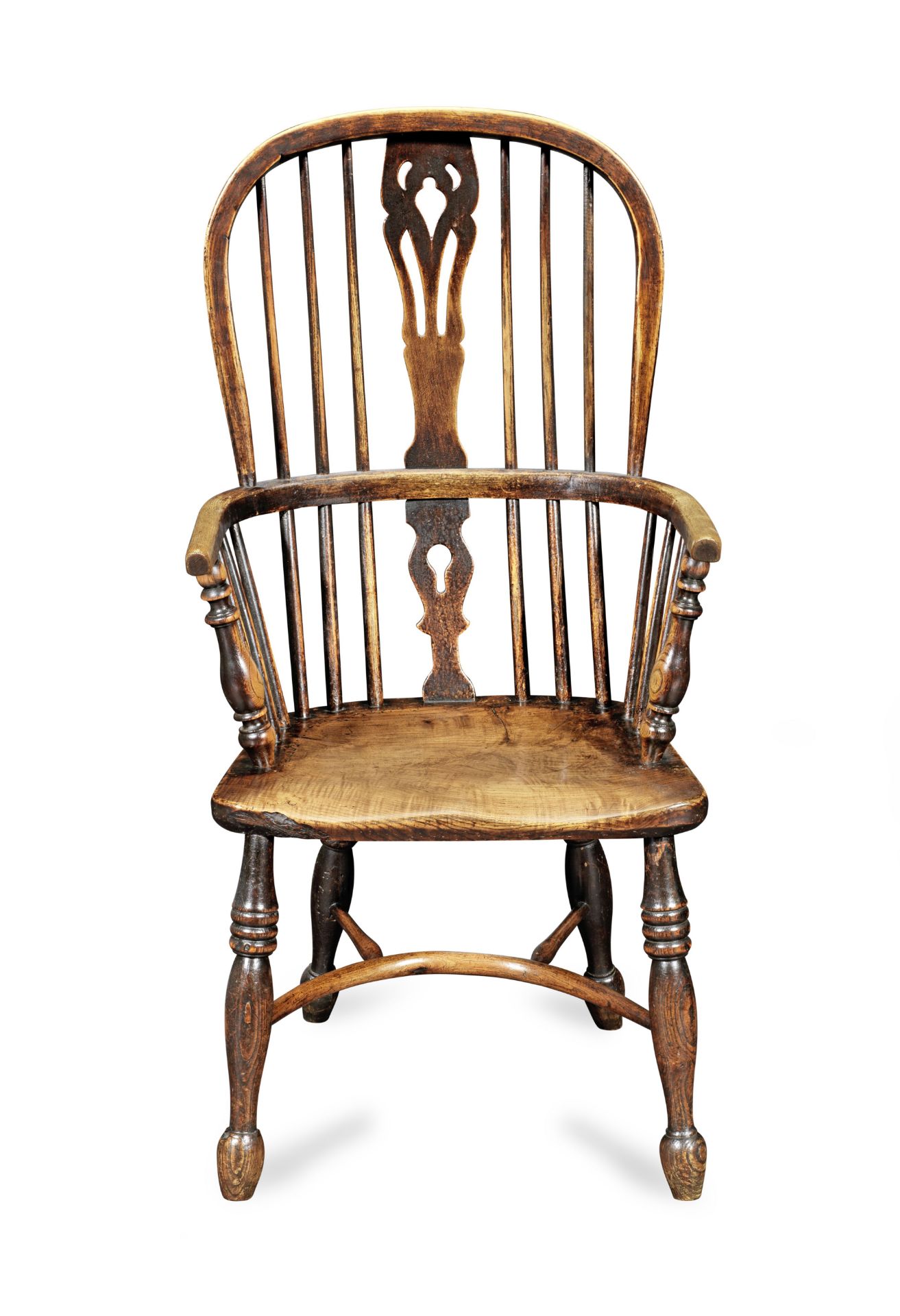 A Victorian ash and elm high-back Windsor armchair, Lincolnshire, circa 1850