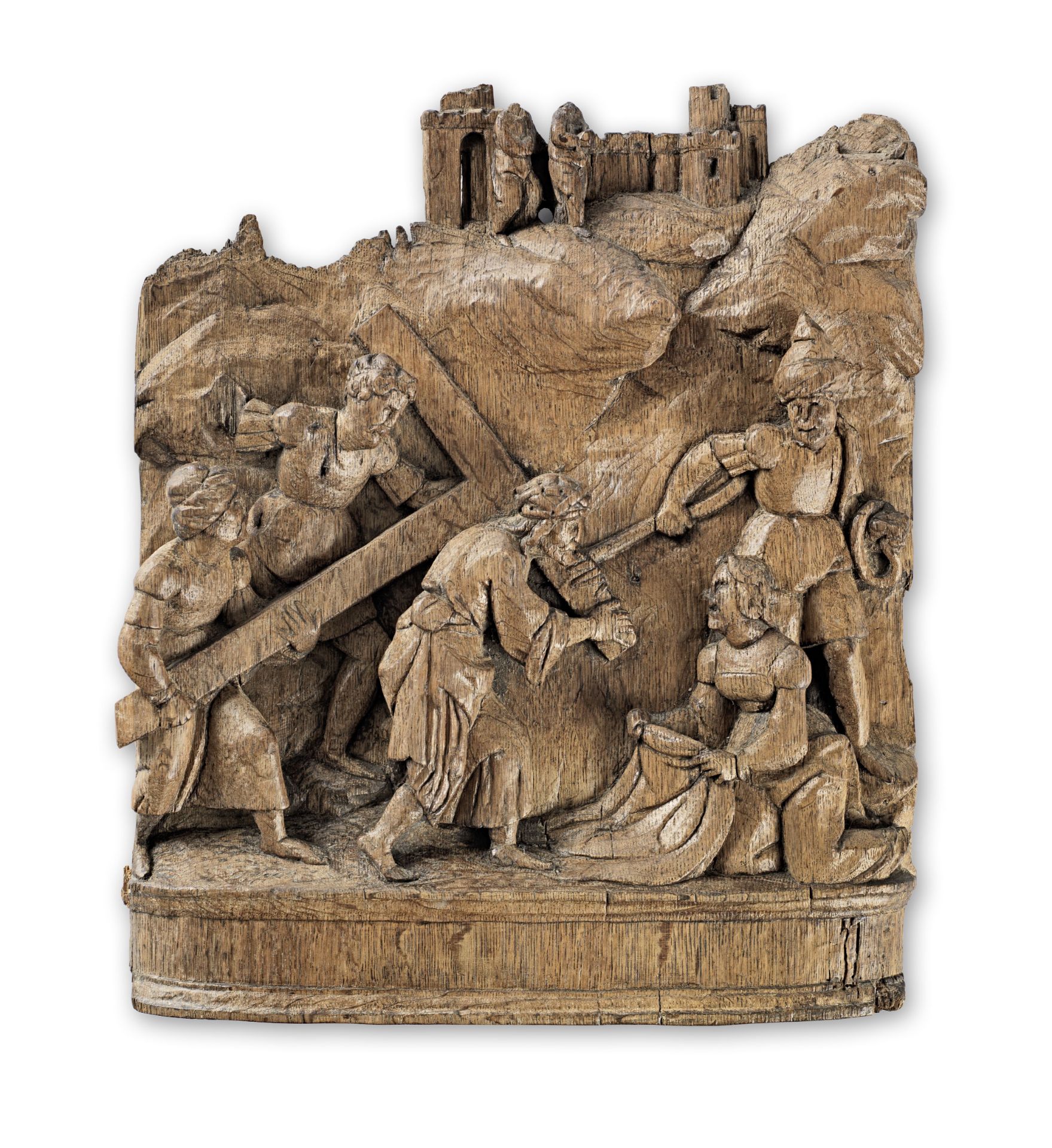 A 16th century carved oak figure group, Via Dolorosa or The Procession to Calvary, Netherlandish