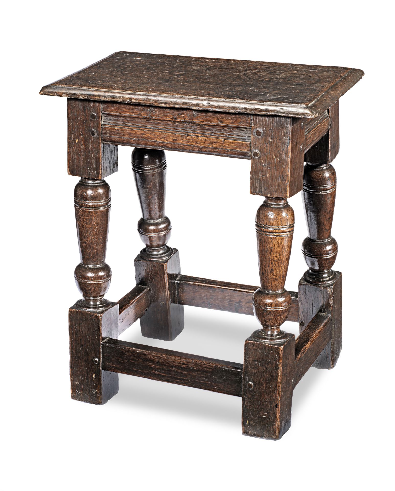 A Charles I oak joint stool, circa 1630