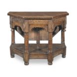 A James I joined oak folding games or credence-type table, West Country, circa 1630 and later