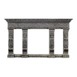 An oak overmantel, incorporating 16th/17th century timbers, English
