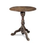 An unusual William & Mary oak rotating tripod occasional table, circa 1690