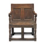 A rare and good Elizabeth I/James I joined oak open armchair, circa 1600-20