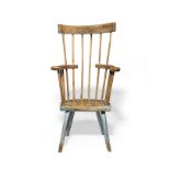 A George III ash, beech and painted comb-back primitive chair, West Country, circa 1800