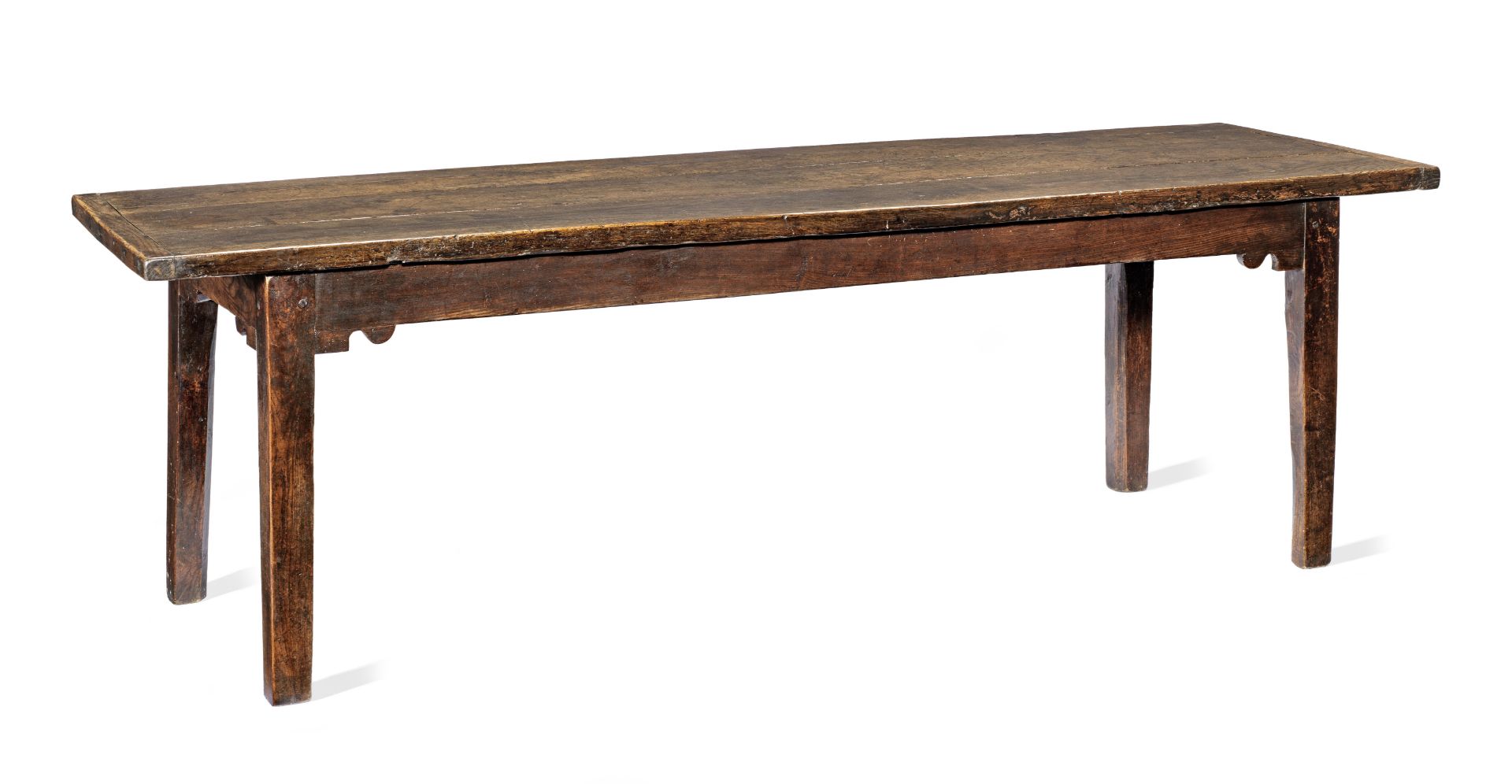 A good George III joined oak and elm farmhouse-type table, circa 1790