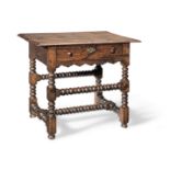 A Charles II yew-wood side table, circa 1680 and later