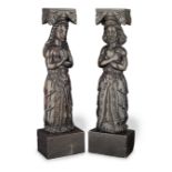 A pair of Elizabeth I/James I carved oak figures, circa 1600-25 (2)