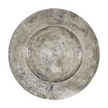 An impressive Charles II pewter broad rim charger, circa 1670