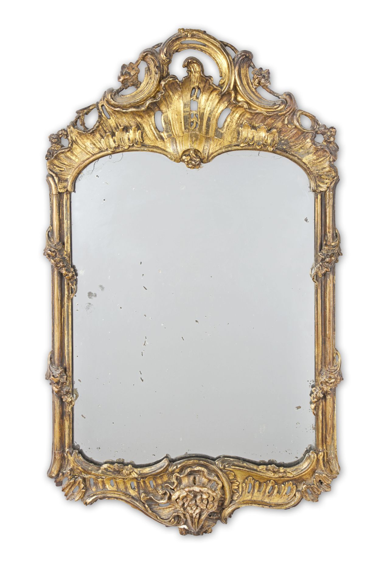 A carved giltwood mirror Mid-18th century, Italian