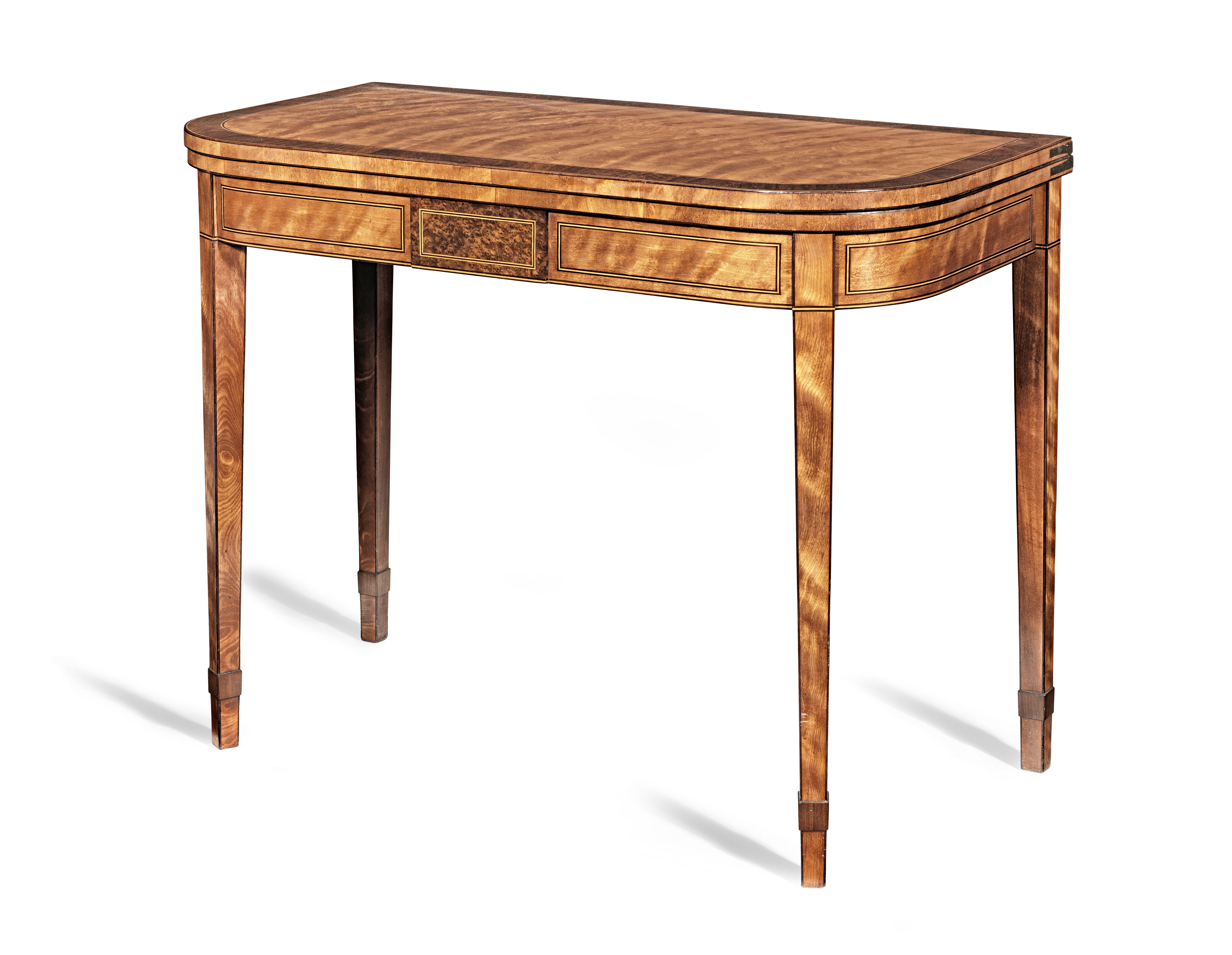 A George III satinwood and possibly 'partridge-wood' crossbanded card table, circa 1780