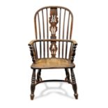 A Victorian ash and elm high-back Windsor armchair, Lincolnshire, circa 1850