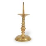 A 17th century brass pricket candlestick, North-West European, possibly French