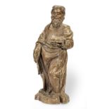 A 17th century carved walnut statue, St. Andrew, Spanish