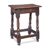 A good Charles II oak joint stool, circa 1660