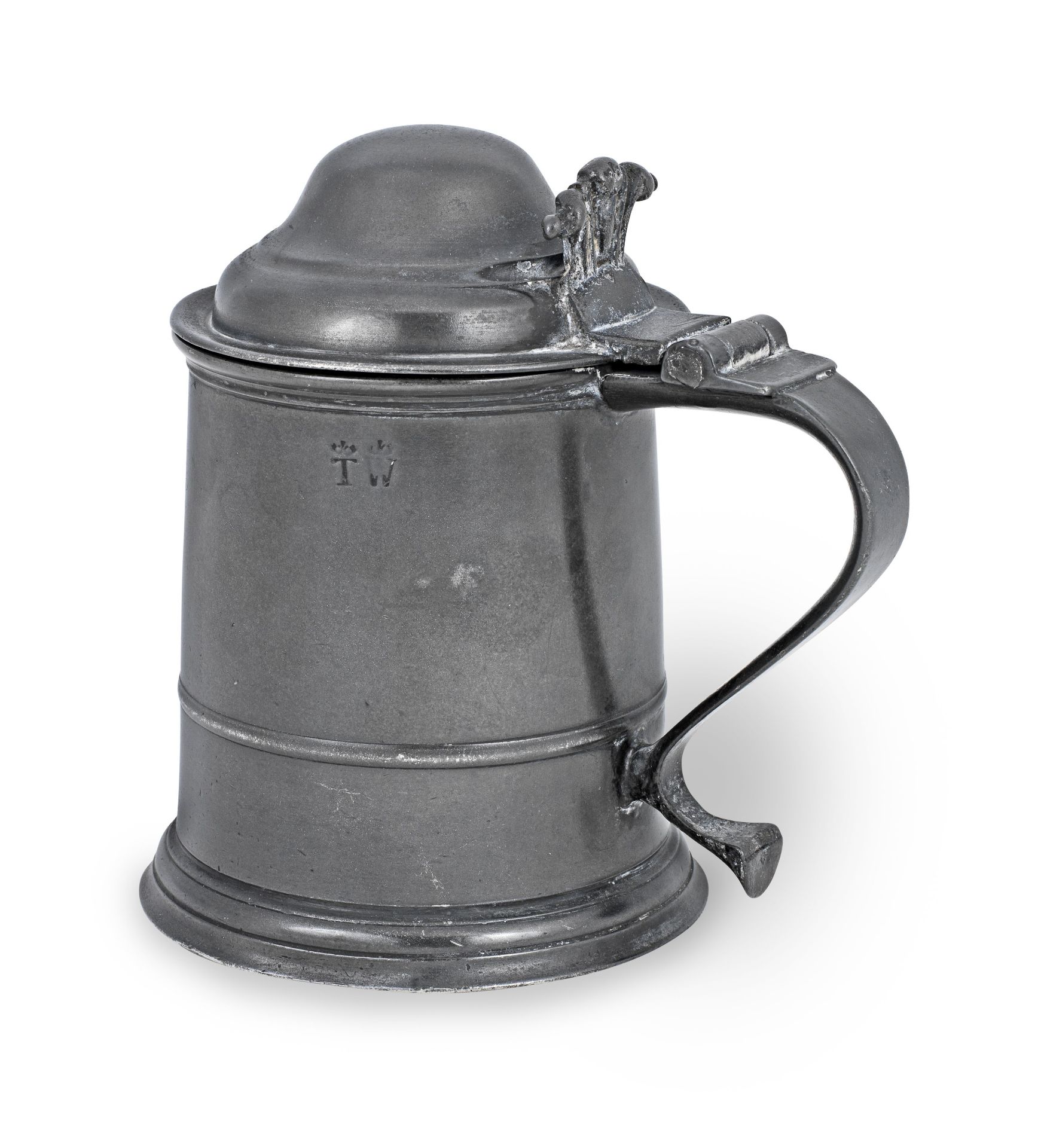 A George I pewter dome-lidded tankard, circa 1720