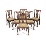 A set of six George III carved mahogany dining chairs, circa 1760 (6)