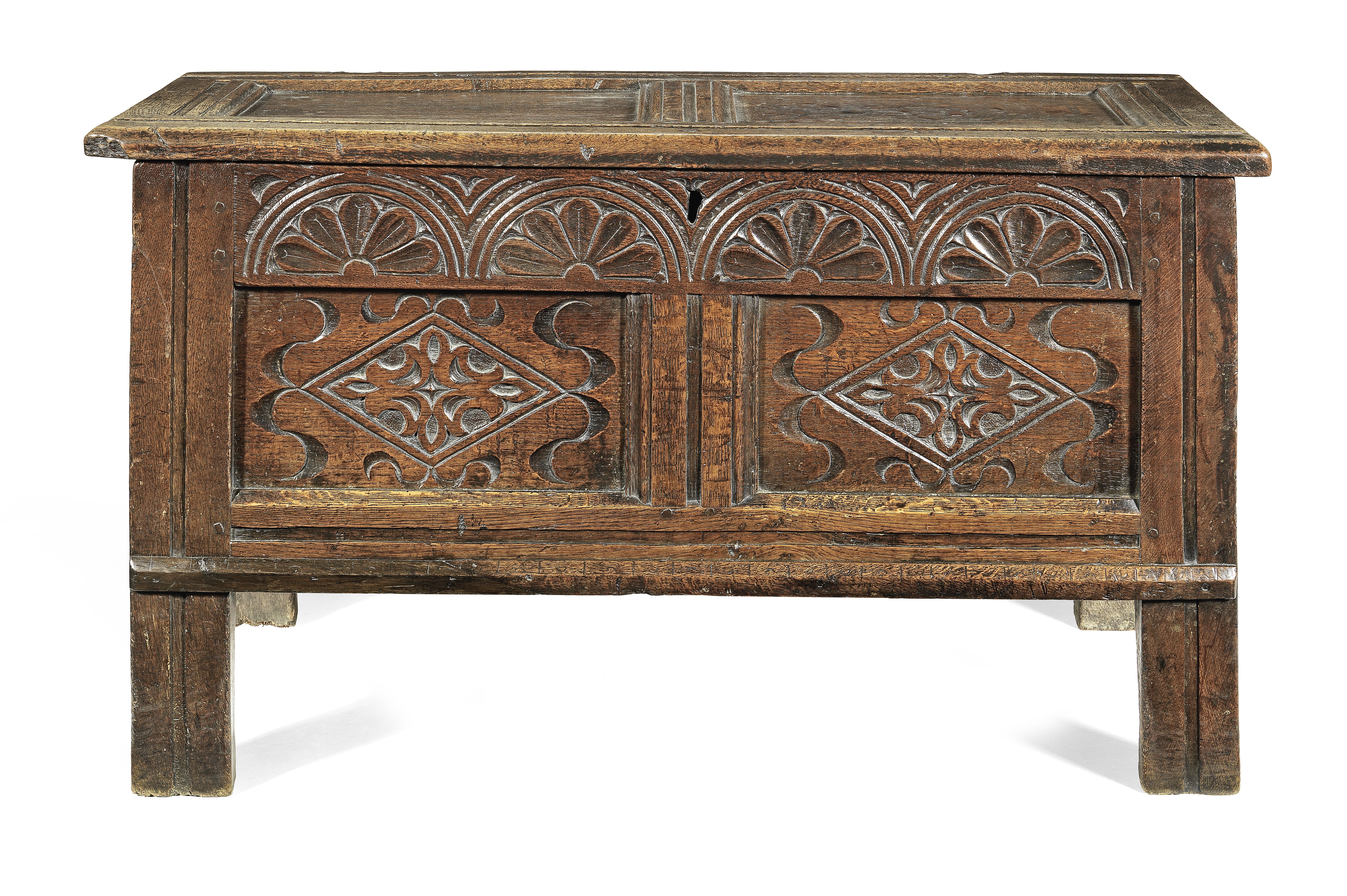 A slender Charles II joined oak coffer, Yorkshire, circa 1660