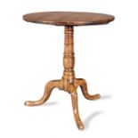 A George III solid-yew tripod occasional table, circa 1790