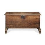 A 17th century boarded oak chest