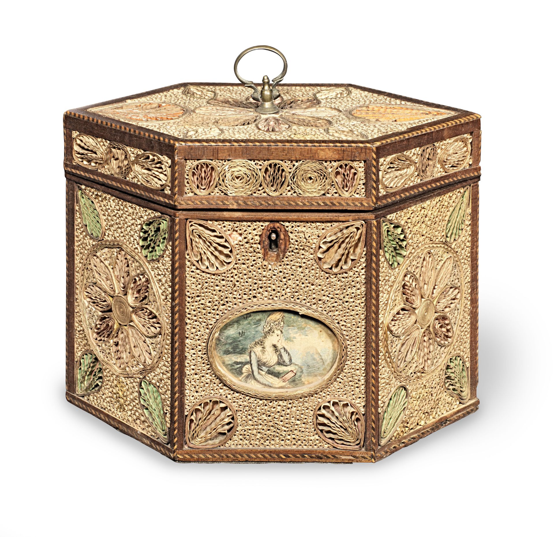 A rolled paper tea caddy