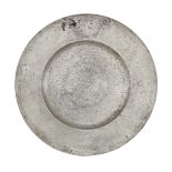 An impressive Charles II pewter broad rim charger, circa 1670