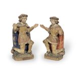 A good pair of late 15th/early 16th century polychrome-decorated oak sculptures (2)
