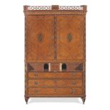 A 19th century satinwood and inlaid secretaire cabinet, Dutch