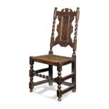 A late 17th century joined oak side chair, English, circa 1685