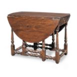 A joined solid-yew gateleg table, English, circa 1700