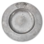 A Charles II pewter plain broad-rim plate, circa 1675 (11&#8542;in diameter, rim 2in, (34%))