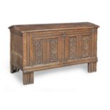 A 17th century joined and boarded oak chest, French