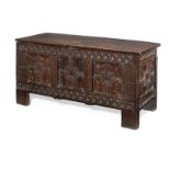 A fine James I joined oak and inlaid coffer, dated 1623