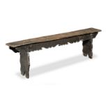 A rare mid-16th century oak boarded bench or form, English, circa 1550