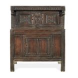 A good and small Charles II joined oak press cupboard, North Country, circa 1660