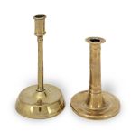 A late 17th/early 18th century brass socket 'tavern' candlestick, English, circa 1670-1700 (2)