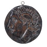 A 19th century carved oak roundel, Alexander the Great